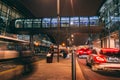 Friday, December 22nd, 2017, Dublin Ireland - light trails and blurred people moving outside of Terminal 2 Royalty Free Stock Photo