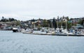View of Friday Harbor ferry dock and marina from the sea