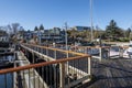 Friday Harbor, WA USA - circa November 2021: View of Spring Street Landing port at Friday Harbor on a bright, sunny day in autumn