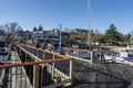 Friday Harbor, WA USA - circa November 2021: View of Spring Street Landing port at Friday Harbor on a bright, sunny day in autumn