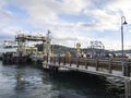 Friday Harbor, WA USA - circa November 2021: View of the Tillikum Washington State Ferry docking on San Juan Island, about to