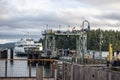 Friday Harbor, WA USA - circa November 2021: View of the Tillikum Washington State Ferry docking on San Juan Island, about to