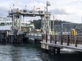Friday Harbor, WA USA - circa November 2021: View of the Tillikum Washington State Ferry docking on San Juan Island, about to