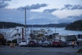 Friday Harbor, WA USA - circa November 2021: View of the Tillikum Washington State Ferry docking on San Juan Island, about to