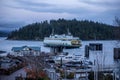 Friday Harbor, WA USA - circa November 2021: View of the Tillikum Washington State Ferry docking on San Juan Island, about to