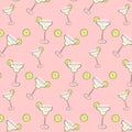 Friday mood cocktail background. Margarita drinks Pattern. Weekend, holiday dcoration, wrap, cloth print. Royalty Free Stock Photo