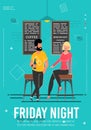 Friday Night Advert Poster with Relaxing People