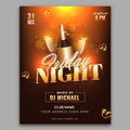 Friday Night Party Flyer Design With Champagne Bottle, Flute Glass On Brown Bokeh Light Effect Royalty Free Stock Photo