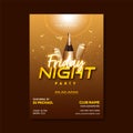 Friday Night Party Flyer Design With Champagne Bottle, Flute Glass And Light Royalty Free Stock Photo