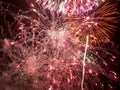 Friday Night Waikiki Fireworks with red color burst in the air