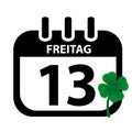 Friday 13th Calendar With Green Clover - Black Vektor Illustration