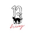 Friday 13th grunge illustration with numerals and