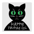 Friday 13th, red banner with black cat silhouette cartoon. Royalty Free Stock Photo