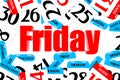 Friday Three-dimensional red song text. Royalty Free Stock Photo