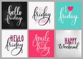 Friday Weekend lettering postcard set