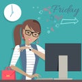 Friday Working Day. Woman Dreaming About Weekends. Royalty Free Stock Photo