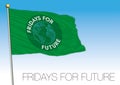 Fridays for Future flag and symbol, editorial, vector illustration