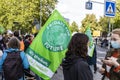 Fridays for Future Green Banner During Demonstration