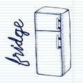 Fridge on copybook background.