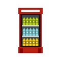 Fridge with drinks icon, flat style