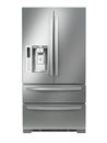 Fridge freezer. Side by side stainless steel refrigerator with Royalty Free Stock Photo