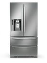 Fridge freezer. Side by side stainless steel refrigerator with Royalty Free Stock Photo