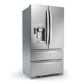 Fridge freezer. Side by side stainless steel srefrigerator with