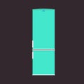 Fridge fresh domestic electric freeze furniture icebox. Refrigerator front view vector flat icon machine Royalty Free Stock Photo