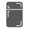 Fridge glyph icon, freezer and home, refregerator sign, vector graphics, a solid pattern on a white background. Royalty Free Stock Photo
