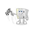 Fridge hold finish flag. cartoon mascot vector