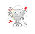 Fridge hold love letter illustration. character vector