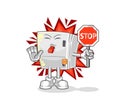 Fridge holding stop sign. cartoon mascot vector Royalty Free Stock Photo