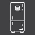 Fridge line icon, refrigerator and appliance