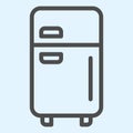 Fridge line icon. Refrigerator device square box and doors with freezer. Home-style kitchen vector design concept Royalty Free Stock Photo