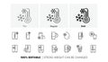 Fridge line icons set. Freezer storage, refrigerator, smart fridge machine Vector Royalty Free Stock Photo