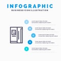 Fridge, Refrigerator, Cooling, Freezer Blue Infographics Template 5 Steps. Vector Line Icon template Royalty Free Stock Photo