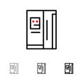 Fridge, Refrigerator, Cooling, Freezer Bold and thin black line icon set Royalty Free Stock Photo