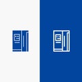 Fridge, Refrigerator, Cooling, Freezer Line and Glyph Solid icon Blue banner Royalty Free Stock Photo