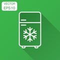 Fridge refrigerator icon in flat style. Freezer container vector illustration with long shadow. Fridge business concept Royalty Free Stock Photo