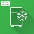 Fridge refrigerator icon in flat style. Freezer container vector illustration with long shadow. Fridge business concept Royalty Free Stock Photo