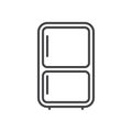 Fridge, refrigerator line icon, outline vector sign, linear style pictogram isolated on white. Royalty Free Stock Photo