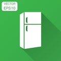 Fridge refrigerator vector icon in flat style. Frig freezer illustration with long shadow. Refrigerator business concept. Royalty Free Stock Photo