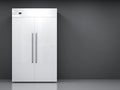 Fridge with side by side doors in empty room Royalty Free Stock Photo