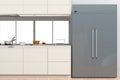 Fridge with side by side doors in kitchen Royalty Free Stock Photo