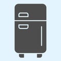 Fridge solid icon. Refrigerator device square box and doors with freezer. Home-style kitchen vector design concept Royalty Free Stock Photo