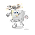 Fridge throwing baseball vector. cartoon character