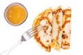 Fried american pancakes on white background