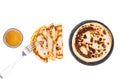 Fried american pancakes on white background