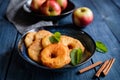 Fried apple rings in a batter