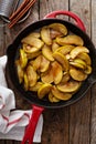 Fried apples in a cast iron skillet Royalty Free Stock Photo